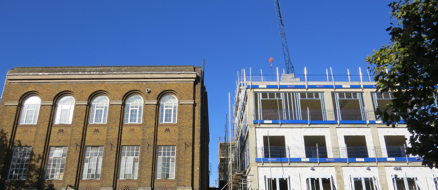 Orpington Period buildings next to a building under construction